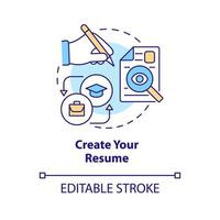 Create your resume concept icon. Search for job. Steps to become software engineer abstract idea thin line illustration. Isolated outline drawing. Editable stroke. vector