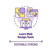 Learn web design tools concept icon. Content management. Becoming web designer abstract idea thin line illustration. Isolated outline drawing. Editable stroke. vector