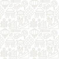 China traditions abstract seamless pattern. Editable vector shapes on white background. Trendy texture with cartoon color icons. Design with graphic elements for interior, fabric, website decoration