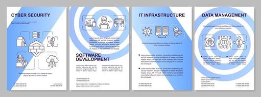 Popular IT branches blue gradient brochure template. Computer science. Leaflet design with linear icons. 4 vector layouts for presentation, annual reports.