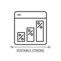 Graph in data analytics linear icon. Analytics and statistics. Kind of website. Network analysis. Thin line illustration. Contour symbol. Vector outline drawing. Editable stroke.