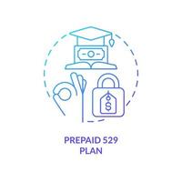 Prepaid federal plan blue gradient concept icon. Government support. Account type for college savings abstract idea thin line illustration. Isolated outline drawing. vector