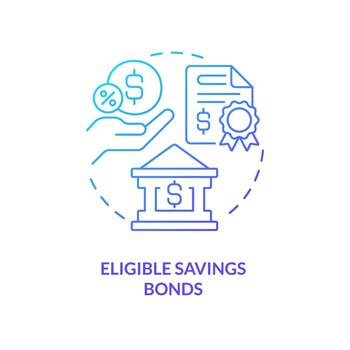 Eligible savings bonds blue gradient concept icon. Financial program. Way to save for college abstract idea thin line illustration. Isolated outline drawing. vector