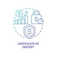 Certificate of deposit blue gradient concept icon. Financial assets safety. Saving accounts type abstract idea thin line illustration. Isolated outline drawing. vector