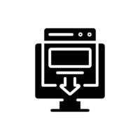 Landing page black glyph icon. Advertising campaign. Digital marketing. Webpage for company website. Improving SEO. Silhouette symbol on white space. Solid pictogram. Vector isolated illustration