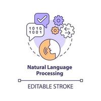 Natural language processing concept icon. Machine learning engineer skill abstract idea thin line illustration. Isolated outline drawing. Editable stroke.