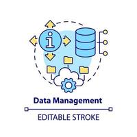 Data management concept icon. Collect and storing. Data analyst skill abstract idea thin line illustration. Isolated outline drawing. Editable stroke. vector