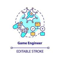 Game engineer concept icon. Entertainment field. Software developer path abstract idea thin line illustration. Isolated outline drawing. Editable stroke. vector