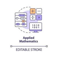 Applied mathematics concept icon. Computer science. Machine learning engineer skill abstract idea thin line illustration. Isolated outline drawing. Editable stroke. vector