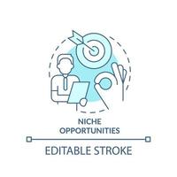 Niche opportunities turquoise concept icon. Executive coaching trend abstract idea thin line illustration. Goal-oriented. Isolated outline drawing. Editable stroke. vector