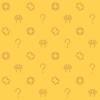 Find target abstract seamless pattern. Editable vector shapes on yellow background. Trendy texture with cartoon color icons. Design with graphic elements for interior, fabric, website decoration