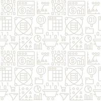 Crypto mining abstract seamless pattern. Editable vector shapes on white background. Trendy texture with cartoon color icons. Design with graphic elements for interior, fabric, website decoration