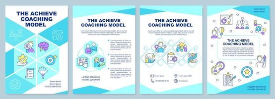 Achieve coaching model brochure template. Executive leadership. Leaflet design with linear icons. Editable 4 vector layouts for presentation, annual reports.