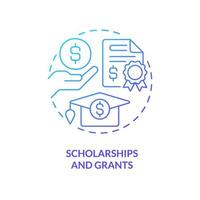 Scholarships and grants blue gradient concept icon. Bonus for achievements. Financial aid for education abstract idea thin line illustration. Isolated outline drawing. vector