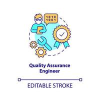 Quality assurance engineer concept icon. Test and debug. Software engineer path abstract idea thin line illustration. Isolated outline drawing. Editable stroke. vector