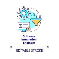 icono de concepto de ingeniero de integración de software. sistemas complejos. ingeniero de software ruta idea abstracta ilustración de línea delgada. dibujo de contorno aislado. trazo editable. vector