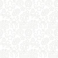 Business success abstract seamless pattern. Editable vector shapes on white background. Trendy texture with cartoon color icons. Design with graphic elements for interior, fabric, website decoration