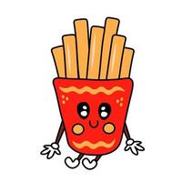 Funny smiling cute French fries character vector