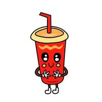 Cute paper cup of cola cartoon character vector