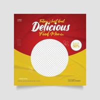 food social media  post template for food promotion simple banner frame vector