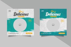 food social media  post template for food promotion simple banner frame vector