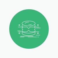 database. data. architecture. infographics. monitoring White Line Icon in Circle background. vector icon illustration