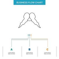 bigote. inconformista. movimiento masculino. diseño de diagrama de flujo de negocios de hombres con 3 pasos. icono de línea para el lugar de plantilla de fondo de presentación para texto vector