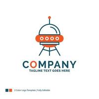 space ship. space. ship. rocket. alien Logo Design. Blue and Orange Brand Name Design. Place for Tagline. Business Logo template. vector