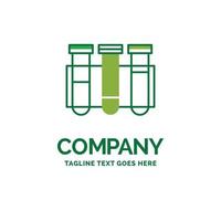prueba. tubo. Ciencias. laboratorio. plantilla de logotipo de empresa plana de sangre. diseño creativo de marca verde. vector