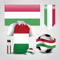 Hungary Country Flag place on T-Shirt. Lighter. Soccer Ball. Football and Sports Hat vector