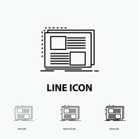 Content. design. frame. page. text Icon in Thin. Regular and Bold Line Style. Vector illustration