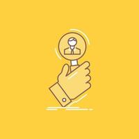 recruitment. search. find. human resource. people Flat Line Filled Icon. Beautiful Logo button over yellow background for UI and UX. website or mobile application vector