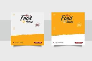 Printfood social media  post template for food promotion simple banner frame vector