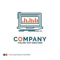 Data. financial. index. monitoring. stock Logo Design. Blue and Orange Brand Name Design. Place for Tagline. Business Logo template. vector