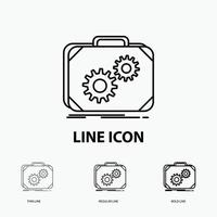 Briefcase. case. production. progress. work Icon in Thin. Regular and Bold Line Style. Vector illustration