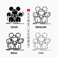 Team. teamwork. Business. Meeting. group Icon in Thin. Regular. Bold Line and Glyph Style. Vector illustration