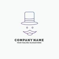 moustache. Hipster. movember. hat. men Purple Business Logo Template. Place for Tagline vector