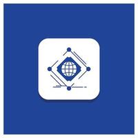 Blue Round Button for Complex. global. internet. net. web Glyph icon vector