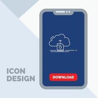 cloud. upload. save. data. computing Line Icon in Mobile for Download Page vector