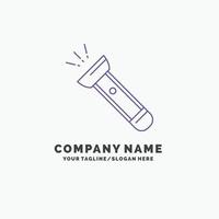 torch. light. flash. camping. hiking Purple Business Logo Template. Place for Tagline vector