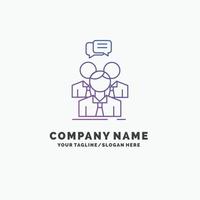 group. business. meeting. people. team Purple Business Logo Template. Place for Tagline vector