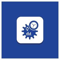 Blue Round Button for Business. engineering. management. process Glyph icon vector