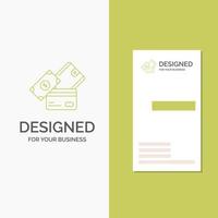Business Logo for credit card. money. currency. dollar. wallet. Vertical Green Business .Visiting Card template. Creative background vector illustration