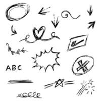 Hand drawn set doodle elements for concept design isolated on white background. Infographic elements. vector illustration