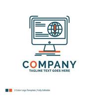 information. content. development. website. web Logo Design. Blue and Orange Brand Name Design. Place for Tagline. Business Logo template. vector
