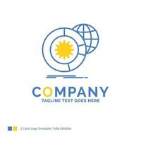 data. big data. analysis. globe. services Blue Yellow Business Logo template. Creative Design Template Place for Tagline. vector
