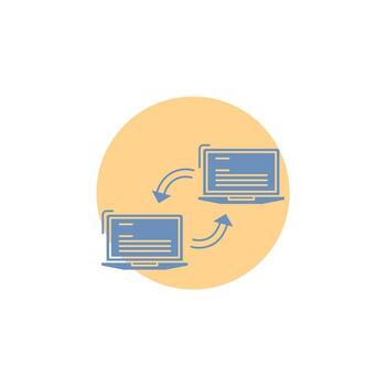 Computer. connection. link. network. sync Glyph Icon. vector