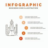 Build. design. geometry. math. tool Infographics Template for Website and Presentation. Line Gray icon with Orange infographic style vector illustration