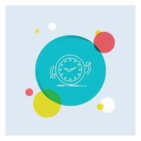 Backup. clock. clockwise. counter. time White Line Icon colorful Circle Background vector