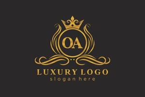 plantilla de logotipo de lujo real de letra oa inicial en arte vectorial para restaurante, realeza, boutique, cafetería, hotel, heráldica, joyería, moda y otras ilustraciones vectoriales. vector